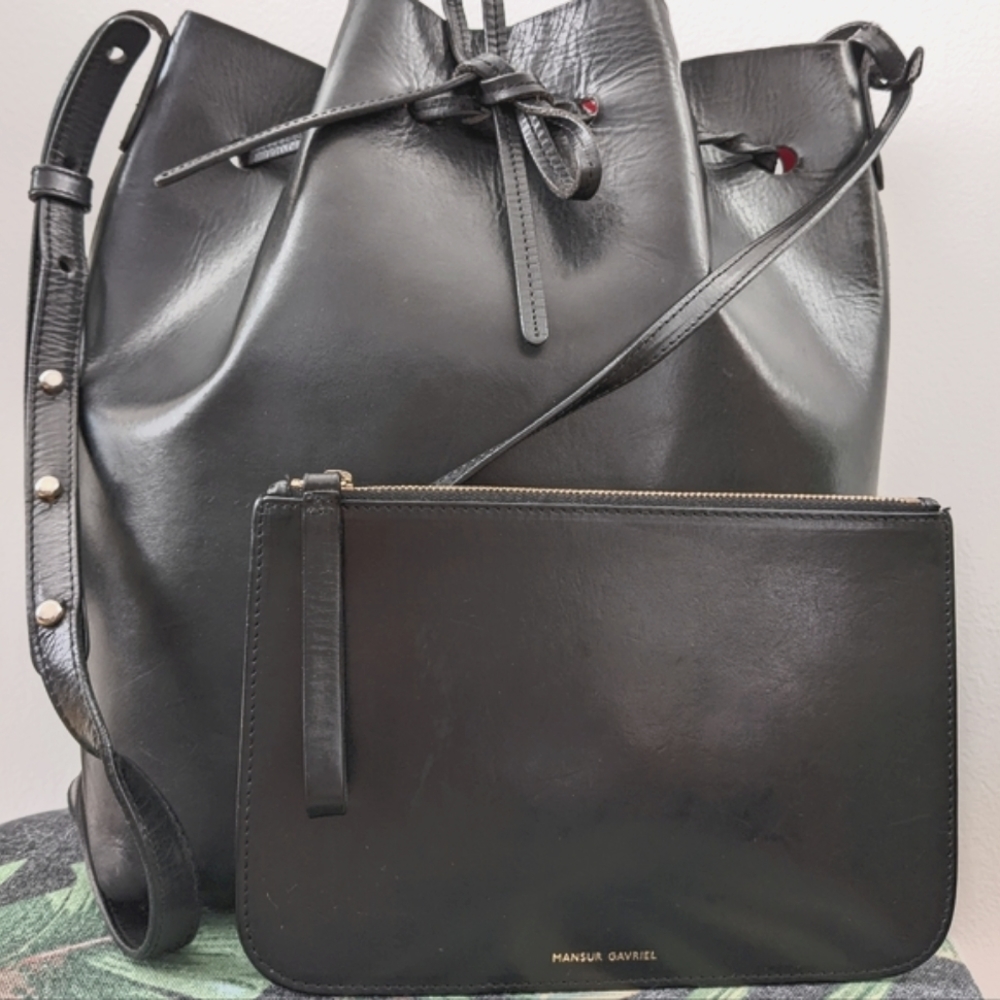 Mansur Gavriel Large Black/Flamma Bucket Bag